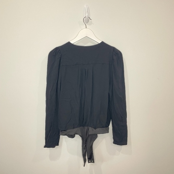 AFRM Black Long Sleeve Wrap Front Bodysuit - Picture 7 of 9